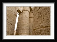 Hieroglyphic covered columns in hypostyle hall, Karnak Temple, East Bank, Luxor, Egypt Fine Art Print