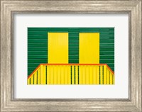Yellow and Green wooden cottages, Muizenberg Resort, Cape Town, South Africa Fine Art Print