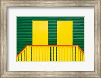 Yellow and Green wooden cottages, Muizenberg Resort, Cape Town, South Africa Fine Art Print