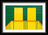 Yellow and Green wooden cottages, Muizenberg Resort, Cape Town, South Africa Fine Art Print