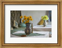 Flowers and Room Detail in Dessert House, Morocco Fine Art Print