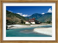 Bhutan, Punaka, Mo Chhu, Punaka Dzong, Monastery Fine Art Print