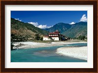 Bhutan, Punaka, Mo Chhu, Punaka Dzong, Monastery Fine Art Print