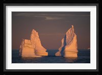 Antarctic Peninsula, icebergs at midnight sunset. Fine Art Print