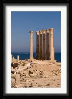 Ancient Architecture with sea in the background, Sabratha Roman site, Libya Fine Art Print