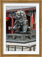 China, Beijing. Bronze lion sculpture, Fragrant Hill Fine Art Print