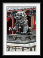 China, Beijing. Bronze lion sculpture, Fragrant Hill Fine Art Print