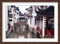 Canal Seperates White Ming Buildings, Suzhoul, Jiangsu, China Fine Art Print