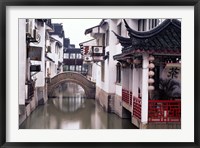 Canal Seperates White Ming Buildings, Suzhoul, Jiangsu, China Fine Art Print