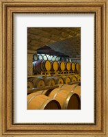 Barrels in cellar at Chateau Changyu-Castel, Shandong Province, China Fine Art Print