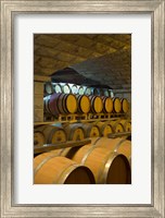 Barrels in cellar at Chateau Changyu-Castel, Shandong Province, China Fine Art Print