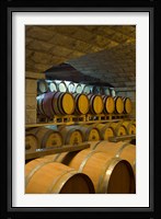 Barrels in cellar at Chateau Changyu-Castel, Shandong Province, China Fine Art Print