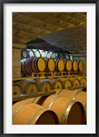 Barrels in cellar at Chateau Changyu-Castel, Shandong Province, China Fine Art Print