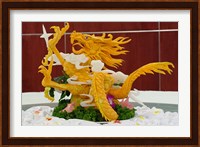 Dragon carved from pumpkin, Yellow Mountain, China Fine Art Print