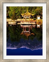 Cangshan Mountains and Park Pavilion, Dali, Yunnan, China Fine Art Print