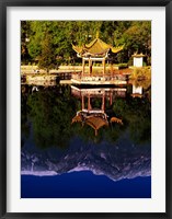 Cangshan Mountains and Park Pavilion, Dali, Yunnan, China Fine Art Print