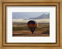 Aerial view of Hot air balloon landing, Namib Desert, Namibia Fine Art Print