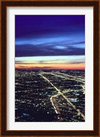 Aerial Night View of Chicago, Illinois, USA Fine Art Print