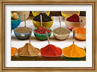 Bowls with Colorful Spices at Bazaar, Luxor, Egypt Fine Art Print