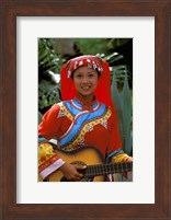 Ethnic Dancer Playing Guitar, Kunming, Yunnan Province, China Fine Art Print
