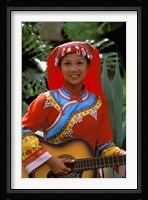 Ethnic Dancer Playing Guitar, Kunming, Yunnan Province, China Fine Art Print