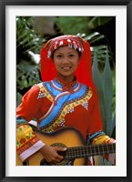 Ethnic Dancer Playing Guitar, Kunming, Yunnan Province, China Fine Art Print