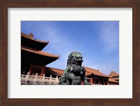 Bronze lion statue, , Forbidden City, China Fine Art Print