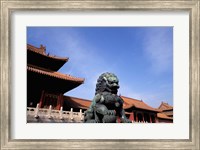 Bronze lion statue, , Forbidden City, China Fine Art Print