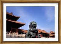 Bronze lion statue, , Forbidden City, China Fine Art Print