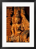 Buddha Carving at Ancient Ruins of Indein Stupa Complex, Myanmar Fine Art Print