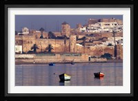 Fishing Boats with 17th century Kasbah des Oudaias, Morocco Fine Art Print