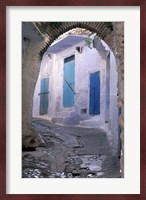 Blue Doors and Whitewashed Wall, Morocco Fine Art Print