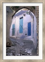 Blue Doors and Whitewashed Wall, Morocco Fine Art Print