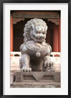 China, Beijing, Forbidden City. Bronze lion statue Fine Art Print