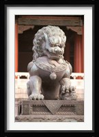 China, Beijing, Forbidden City. Bronze lion statue Fine Art Print