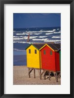 Yellow and Red Bathing Boxes, South Africa Fine Art Print