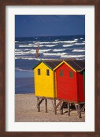 Yellow and Red Bathing Boxes, South Africa Fine Art Print