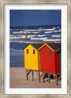 Yellow and Red Bathing Boxes, South Africa Fine Art Print