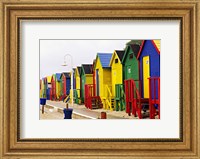 Colorful Changing Houses, False Bay Beach, St James, South Africa Fine Art Print