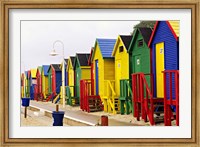 Colorful Changing Houses, False Bay Beach, St James, South Africa Fine Art Print