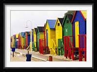 Colorful Changing Houses, False Bay Beach, St James, South Africa Fine Art Print