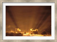 Africa, Botswana. Dramatic sunbeams in the sky Fine Art Print