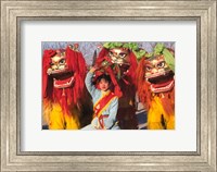 Girl Playing Lion Dance for Chinese New Year, Beijing, China Fine Art Print