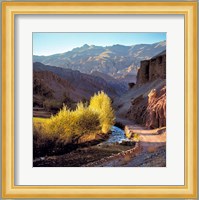 Afghanistan, Bamian Valley, Dirt road and stream Fine Art Print