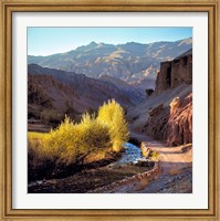 Afghanistan, Bamian Valley, Dirt road and stream Fine Art Print