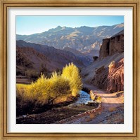 Afghanistan, Bamian Valley, Dirt road and stream Fine Art Print