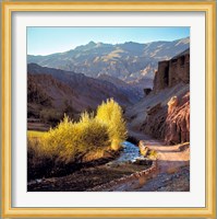 Afghanistan, Bamian Valley, Dirt road and stream Fine Art Print