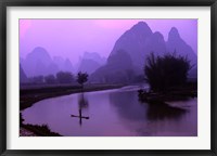 Aerial Scenic of the Fishermen and Limestone Mountains, Gulin, China Fine Art Print