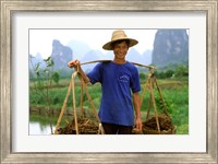 Colorful Portrait of Rice Farmer in Yangshou, China Fine Art Print