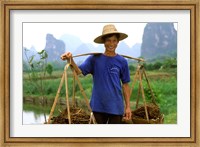 Colorful Portrait of Rice Farmer in Yangshou, China Fine Art Print